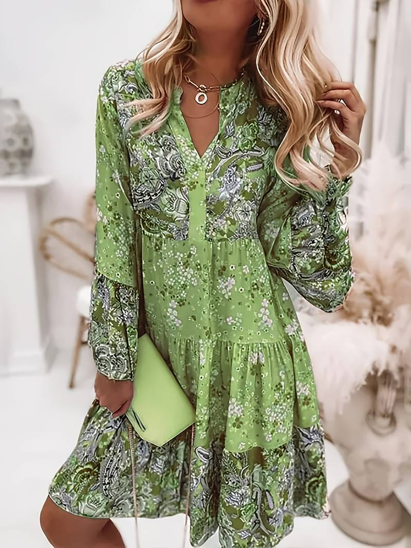 Abito Pascale Bohemian da donna: maxi abito leggero con stampa floreale senza tempo e vestibilità aderente