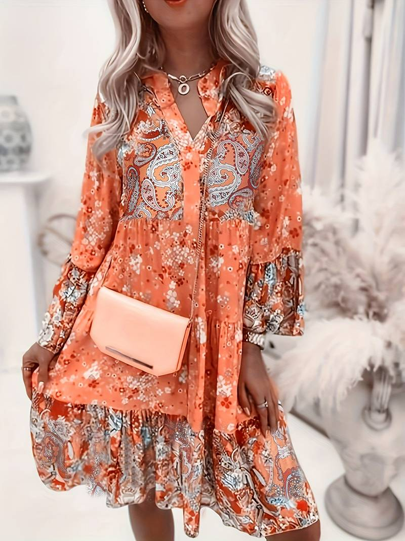 Abito Pascale Bohemian da donna: maxi abito leggero con stampa floreale senza tempo e vestibilità aderente
