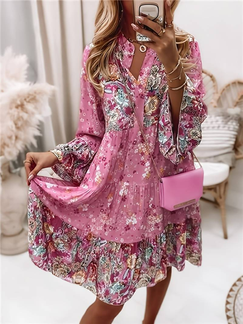 Abito Pascale Bohemian da donna: maxi abito leggero con stampa floreale senza tempo e vestibilità aderente