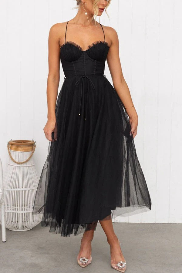 Ariana Robe Maxi Femme – Élégante Robe Longue d’Été sans Manches avec Encolure Ronde