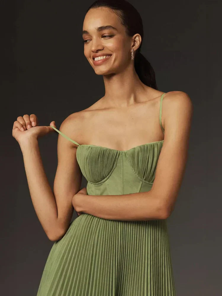 Abito midi da donna Juliana – Elegante abito in tulle con corsetto plissettato e gonna svasata a trapezio