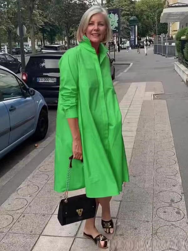 Abito camicia da donna Brynlee - Elegante abito a trapezio con maniche lunghe per ufficio e tempo libero