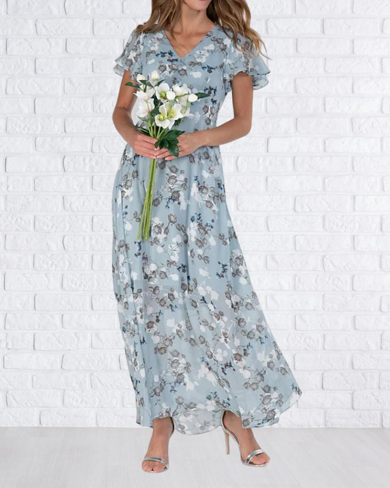 Robe Ina pour Femme – Robe Élégante en Chiffon avec Volants & Coupe Aérienne pour l’Été ou les Fêtes