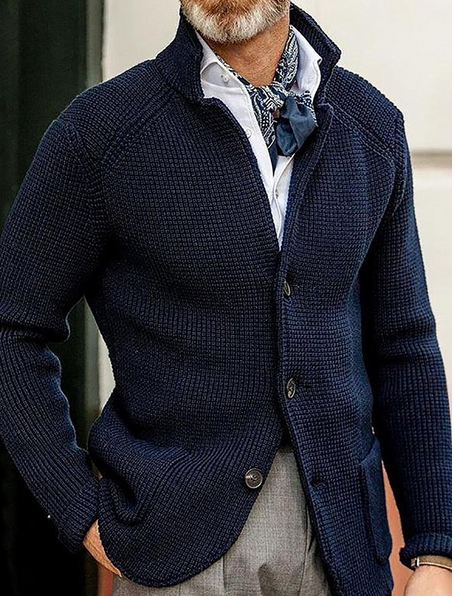 Edward Blazer Homme Vintage – Col Montant Élégant, Manches Longues & Style Intemporel