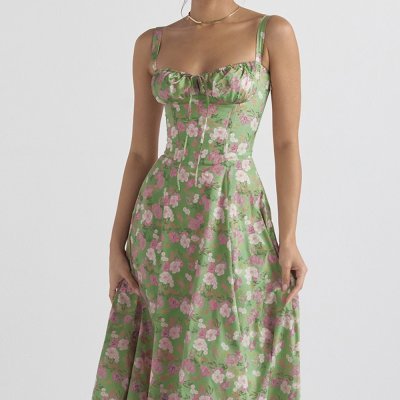 Luciana Robe Femme – Robe Française au-dessus du Genou avec Taille Haute, Coupe A-Ligne & Similicuir Vegan