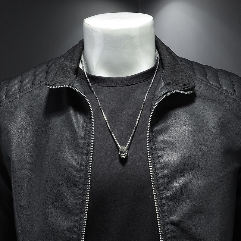 Giacca in pelle da uomo Lance: elegante, comoda, con vestibilità regolare e chiusura con cerniera