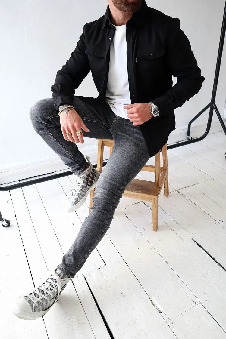 Giacca in pelle da uomo William con bottoni: stile senza tempo, resistente ed elegante