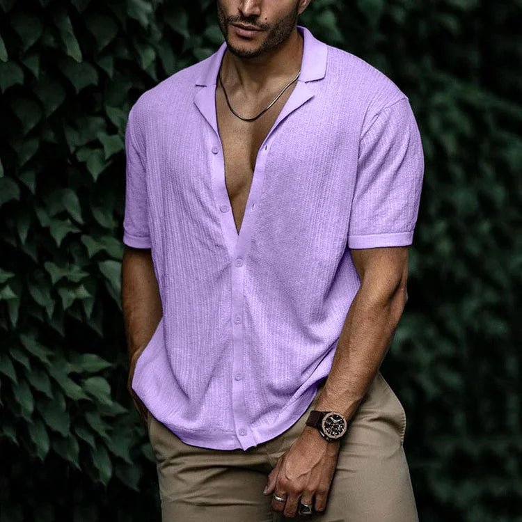 Camicia estiva da uomo Leandro - Camicia in lino traspirante con vestibilità aderente per look casual