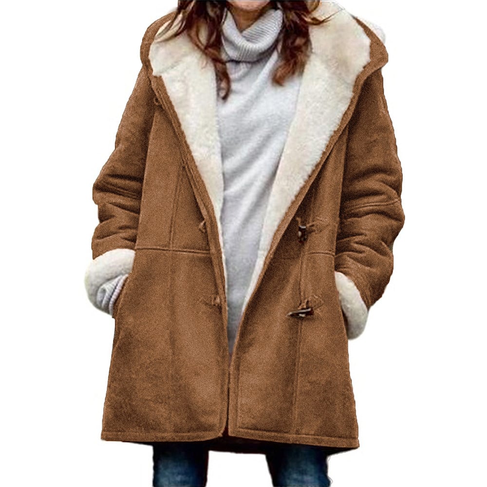 Kiara Manteau Femme en Daim – Élégant Manteau à Capuche Chaud et Confortable pour l’Hiver