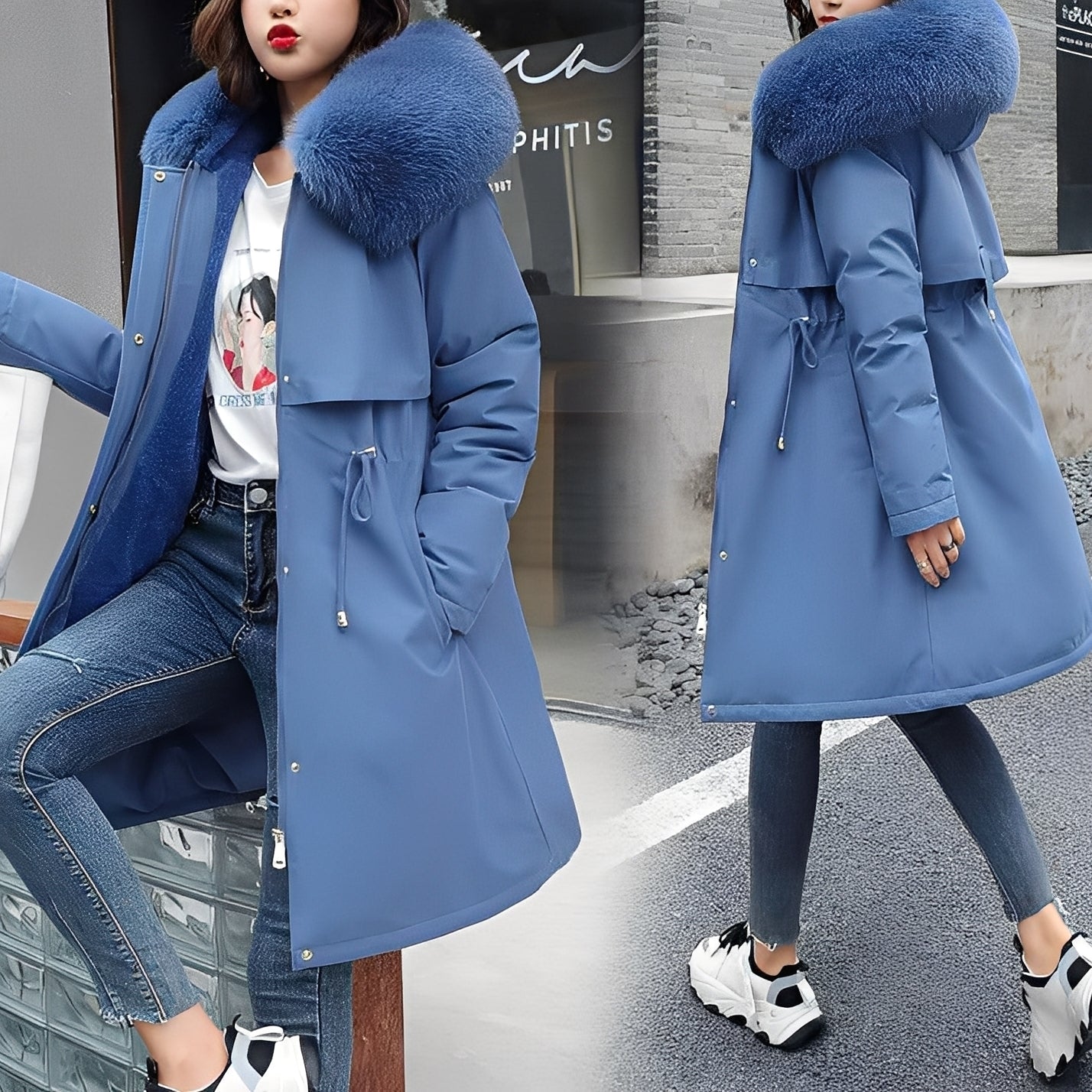 Evette Manteau Femme – Doudoune Chaude avec Capuche & Rembourrage Confort pour Hiver