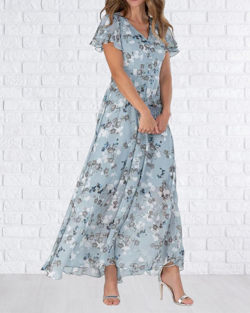 Robe Ina pour Femme – Robe Élégante en Chiffon avec Volants & Coupe Aérienne pour l’Été ou les Fêtes