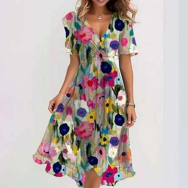 Robe Femme Clara – Élégante Robe à Manches Courtes avec Coupe Flatteuse & Design Intemporel