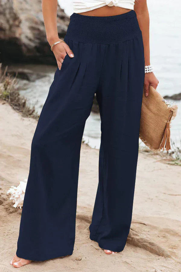 Pantaloni palazzo da donna Alivia: vita alta, gamba larga, leggeri ed eleganti per l'estate