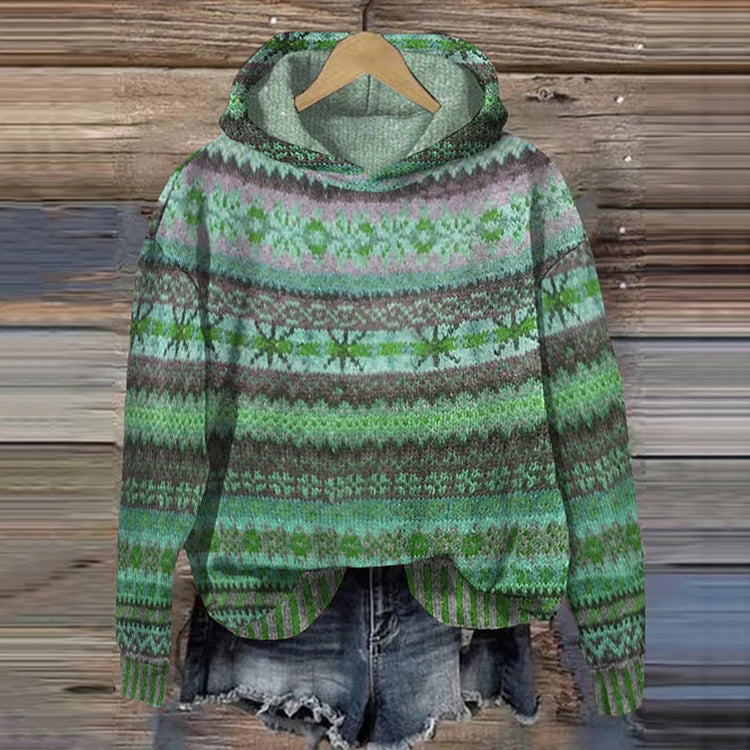 Felpa da donna Gwen - Felpa con cappuccio retrò etnica comoda e casual