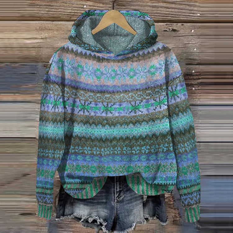 Felpa da donna Gwen - Felpa con cappuccio retrò etnica comoda e casual