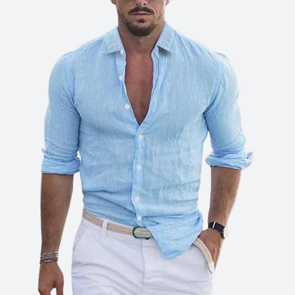 Rogelio | Camicia da uomo con colletto rovesciato e vestibilità comoda per l'estate