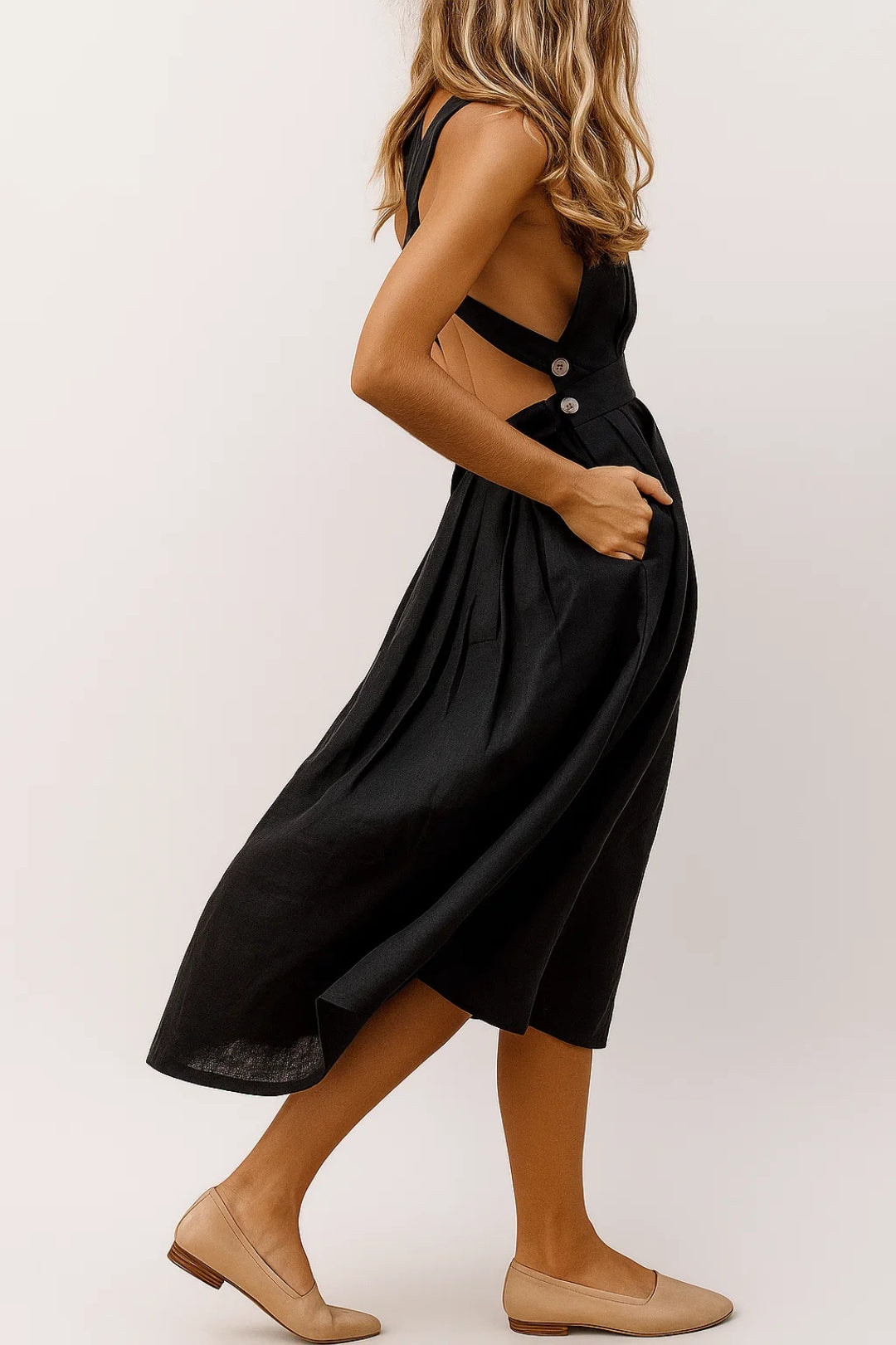 Abito in lino Chana – Elegante abito senza schienale in lino leggero e arioso