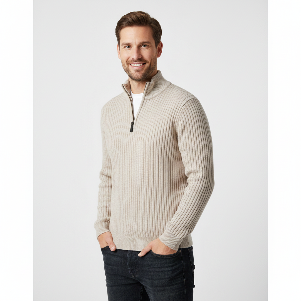 Arjay Pull Demi-Zip Homme – Sweat à Col Haut avec Manches Côtelées & Style Polyvalent