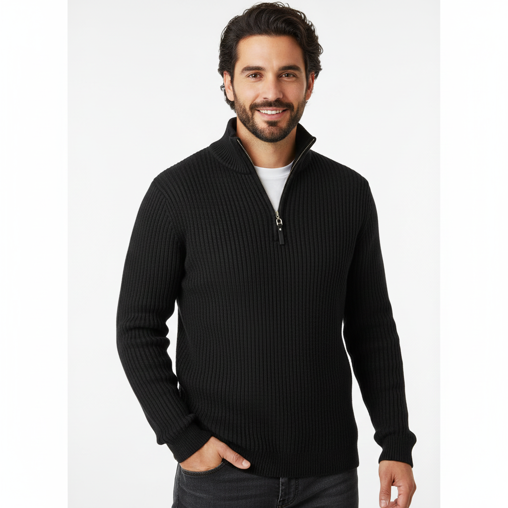 Arjay Pull Demi-Zip Homme – Sweat à Col Haut avec Manches Côtelées & Style Polyvalent