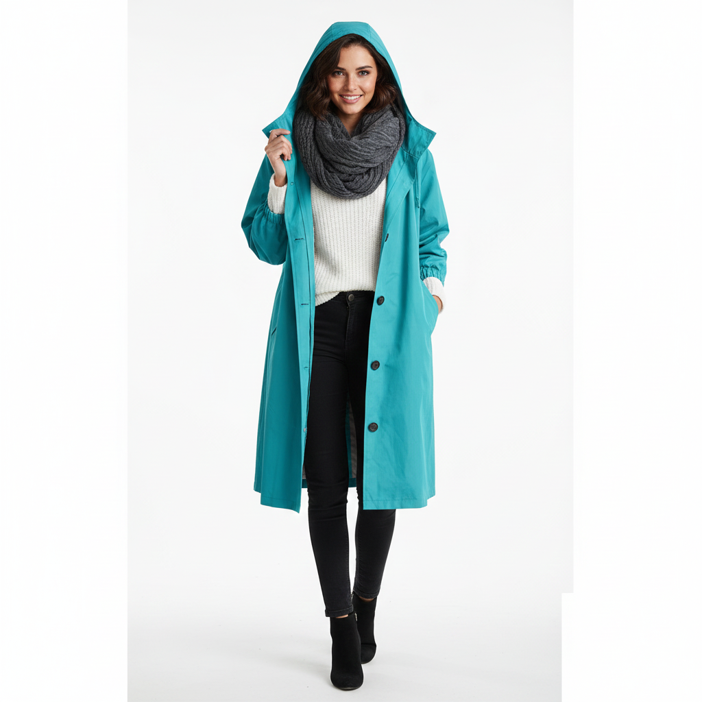Arlyn Trenchcoat Femme – Manteau Long Oversize avec Capuche & Coupe Élégante