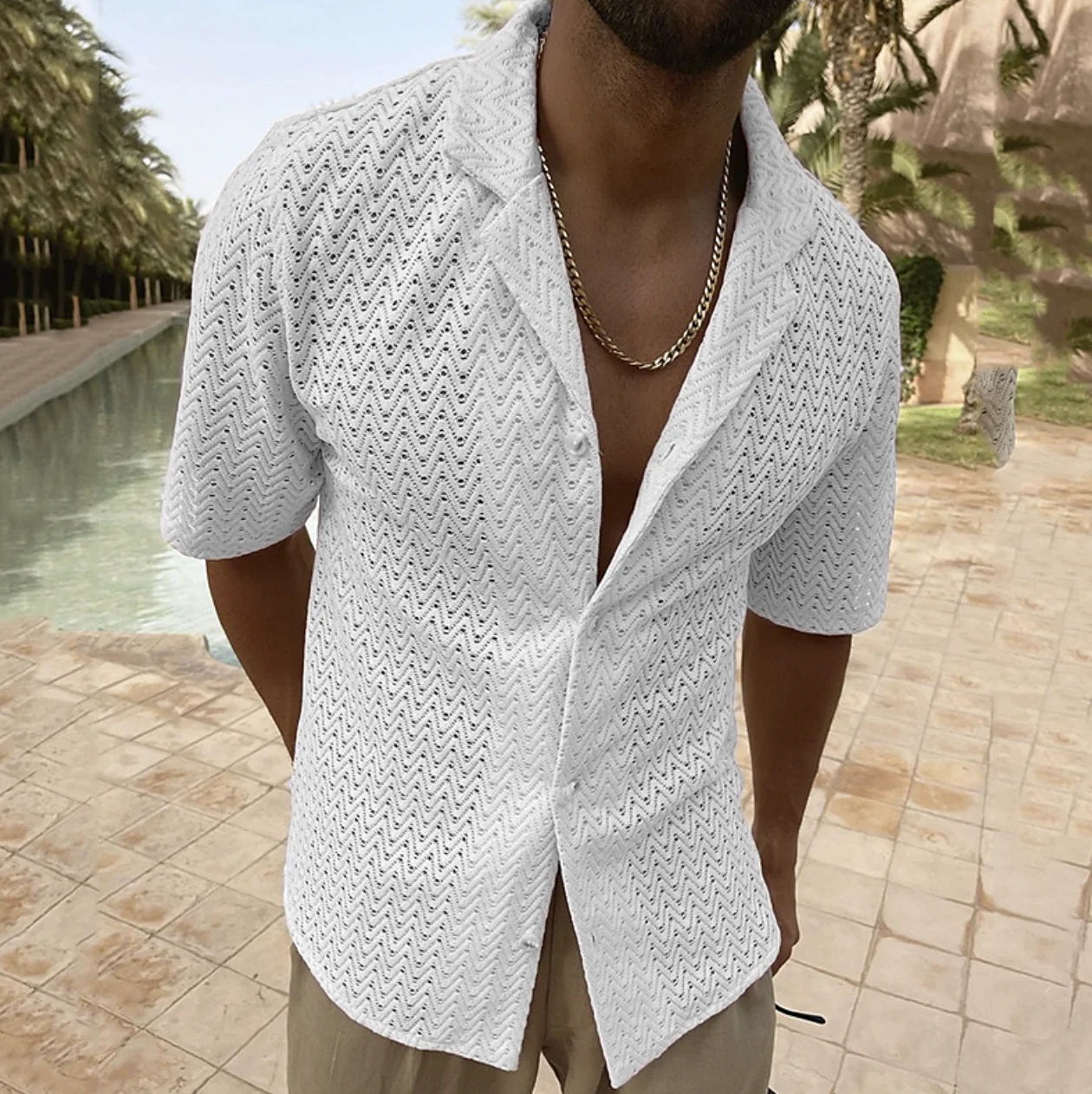 Camicia a maniche corte da uomo Vince: cotone leggero e traspirante, vestibilità comoda per le giornate estive