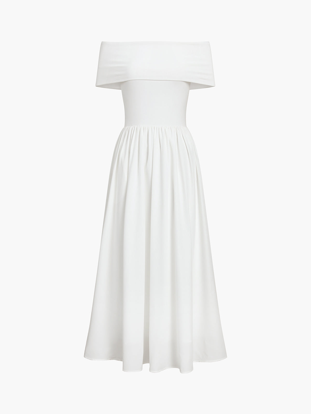 Abito lungo da donna Kisha – Elegante abito con spalle scoperte e gonna plissettata fluida