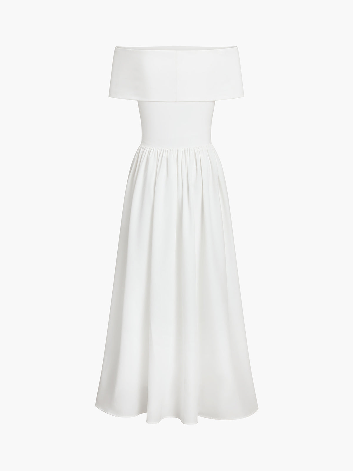 Abito lungo da donna Kisha – Elegante abito con spalle scoperte e gonna plissettata fluida