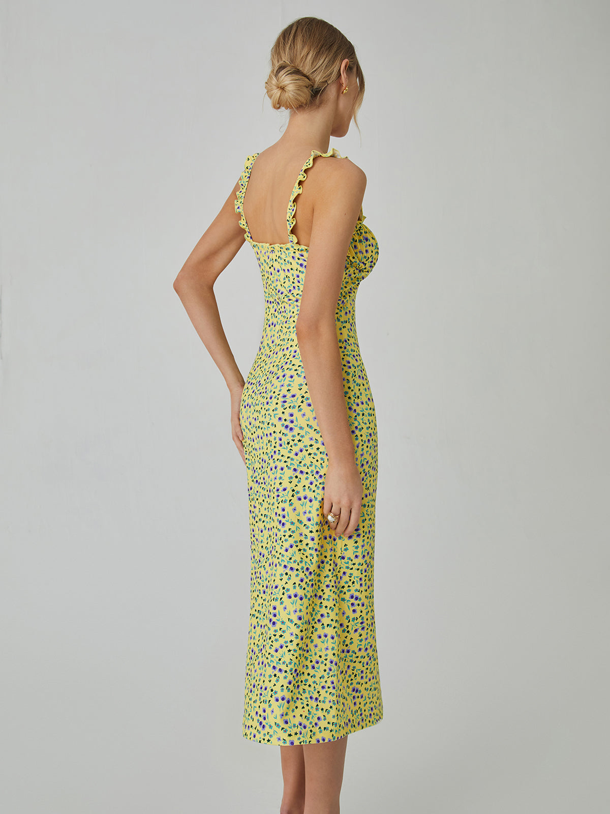 Abito bohémien da donna Chloe - Abito midi da festa con stampa floreale e spalline sottili 