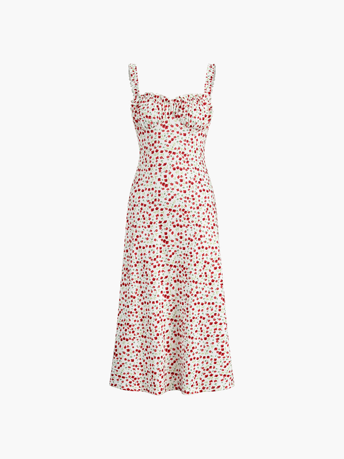 Abito bohémien da donna Chloe - Abito midi da festa con stampa floreale e spalline sottili 