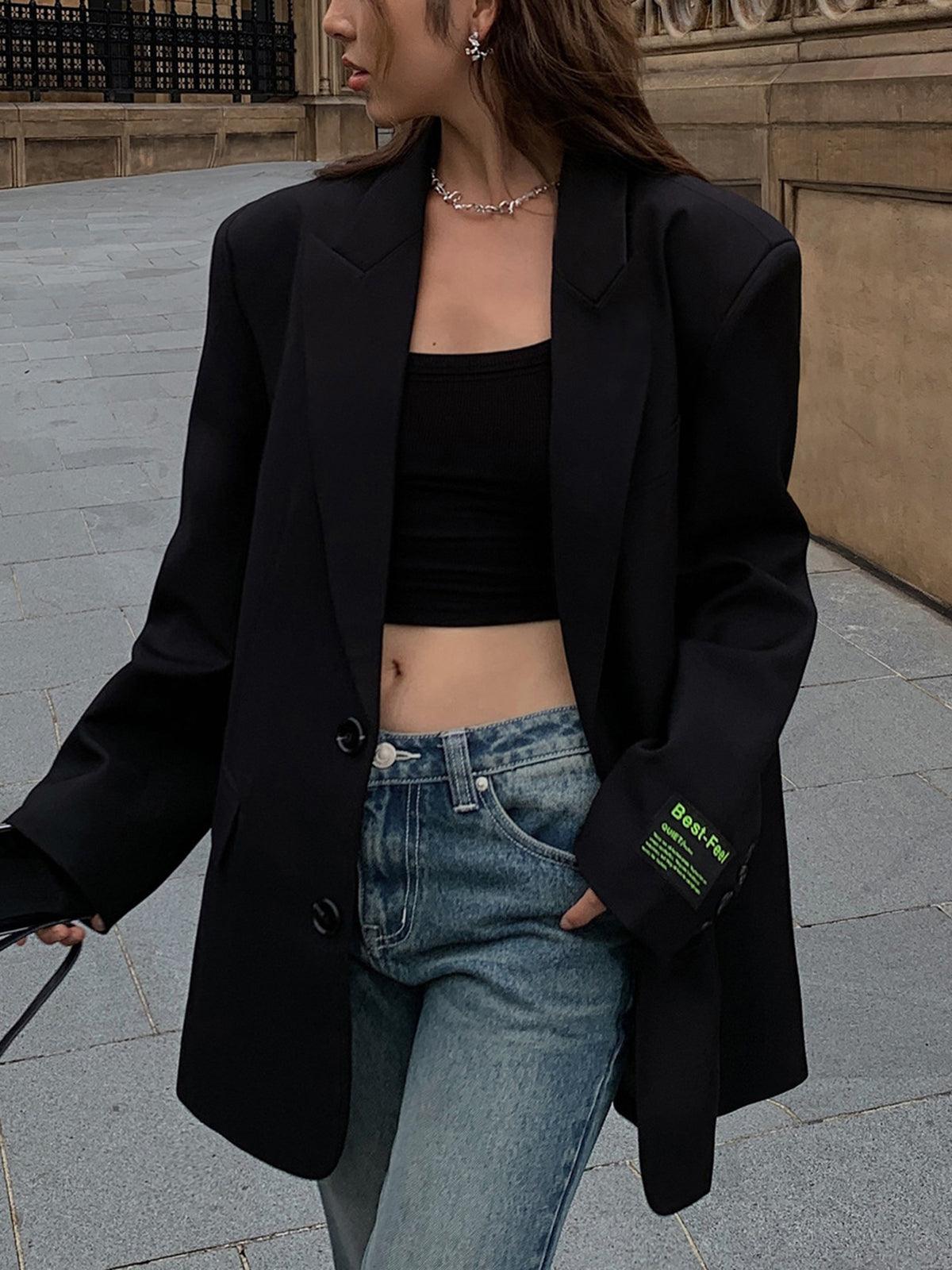 Lorène Blazer Femme – Blazer Oversize avec Revers Classiques & Coupe Élégante Intemporelle