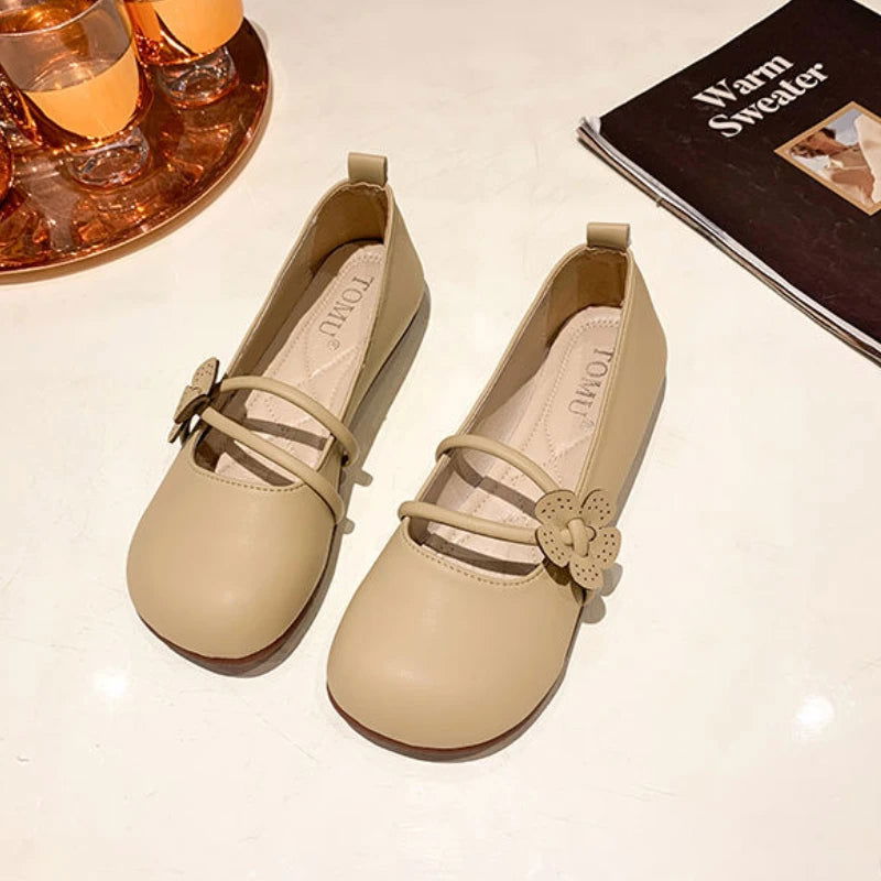 Ballerine da donna Clara - Scarpe eleganti con delicato fiore e comodo doppio cinturino