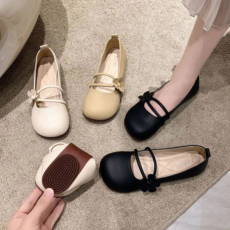 Ballerine da donna Clara - Scarpe eleganti con delicato fiore e comodo doppio cinturino