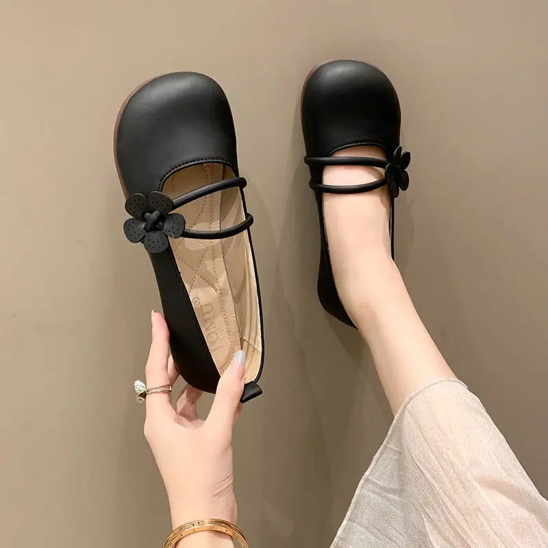 Ballerine da donna Clara - Scarpe eleganti con delicato fiore e comodo doppio cinturino