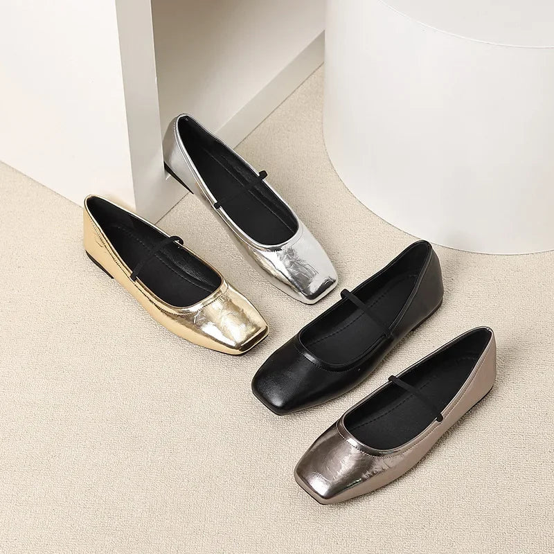Ballerine da donna Maggie - Scarpe eleganti e moderne con punta quadrata e punta metallica