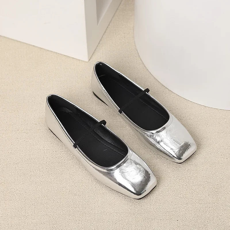 Ballerine da donna Maggie - Scarpe eleganti e moderne con punta quadrata e punta metallica