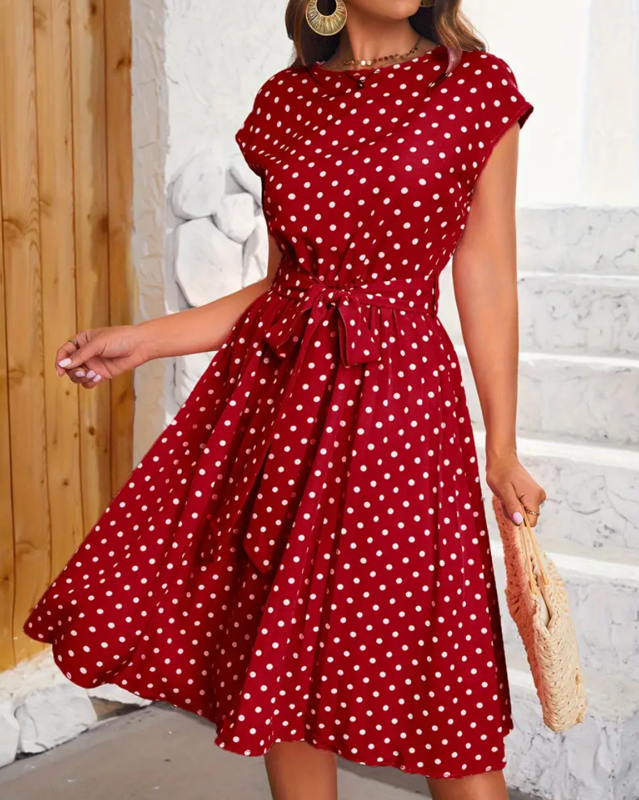 Abito estivo da donna Thea – Abito vintage a pois con taglio fluido ed eleganza senza tempo