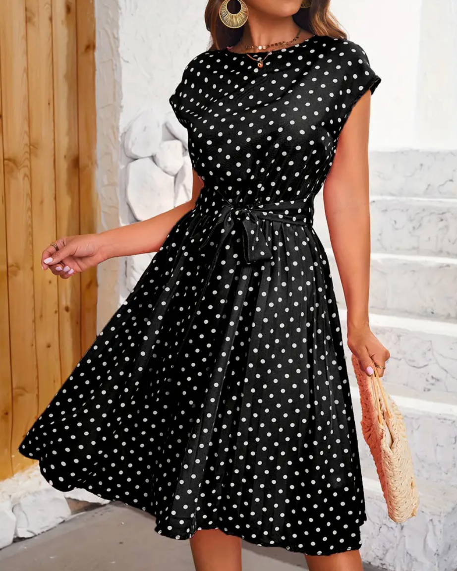 Abito estivo da donna Thea – Abito vintage a pois con taglio fluido ed eleganza senza tempo