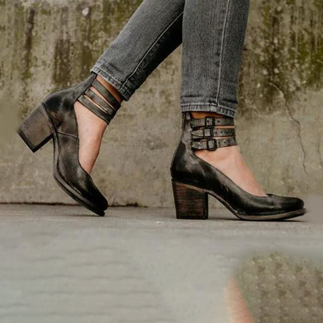 Sage Women's Heels - Tacchi spessi in pelle vegana con vestibilità comoda e design alla moda