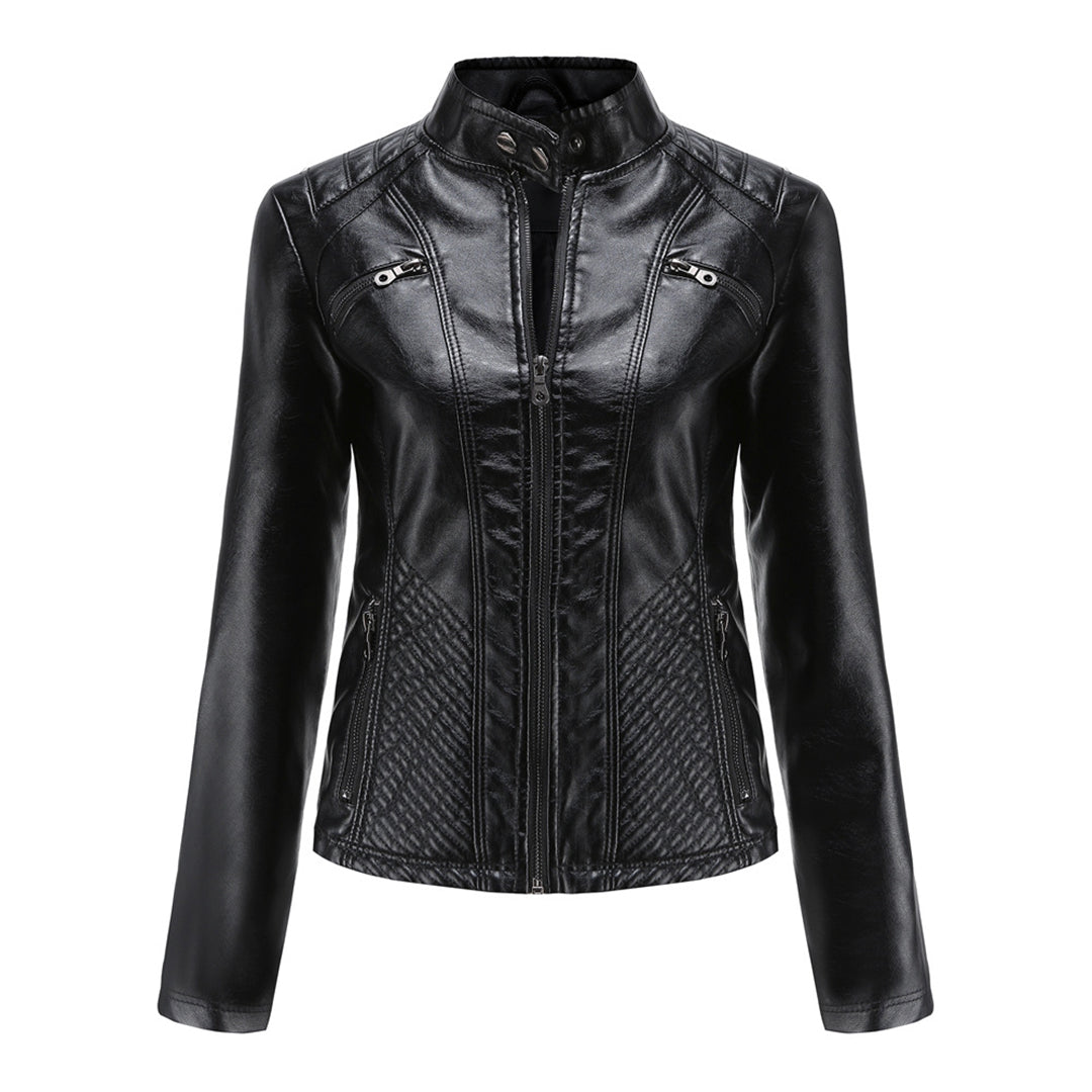 Giacca da donna Andrijana – Elegante giacca in morbida pelle con chiusura asimmetrica