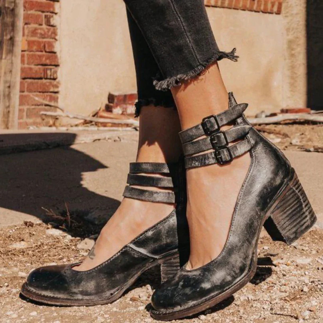 Sage Women's Heels - Tacchi spessi in pelle vegana con vestibilità comoda e design alla moda