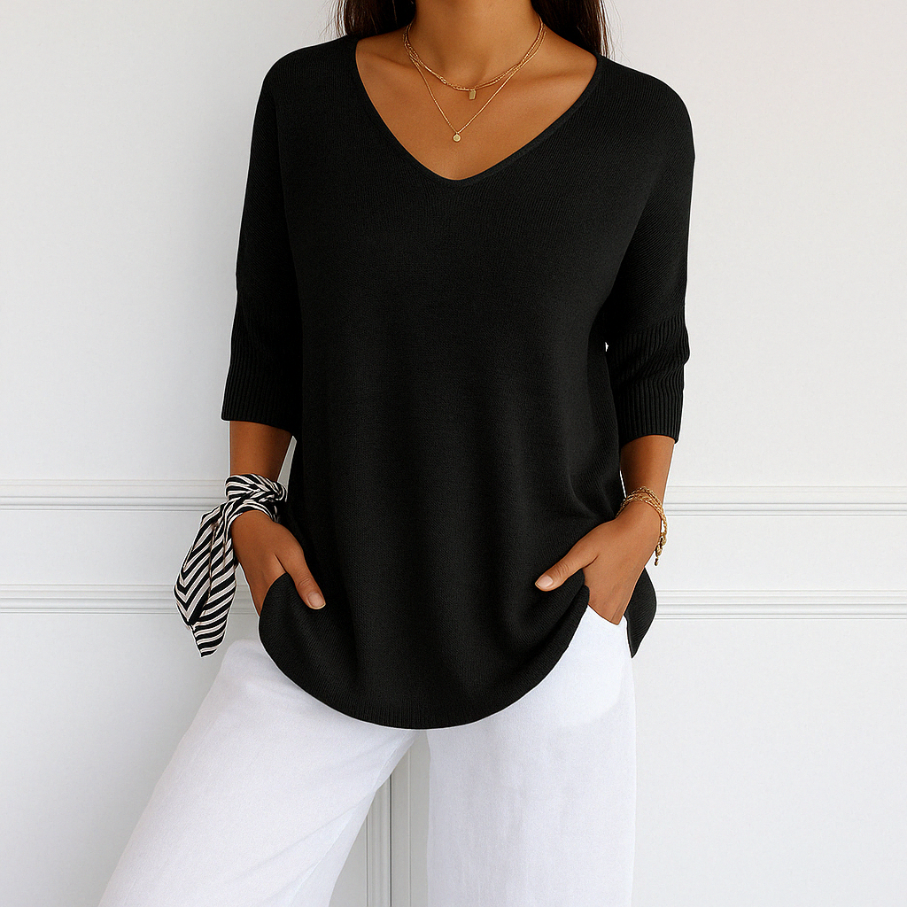 Maglione con scollo a V da donna Coraline: maglia fine, morbida ed elegante per uno stile raffinato