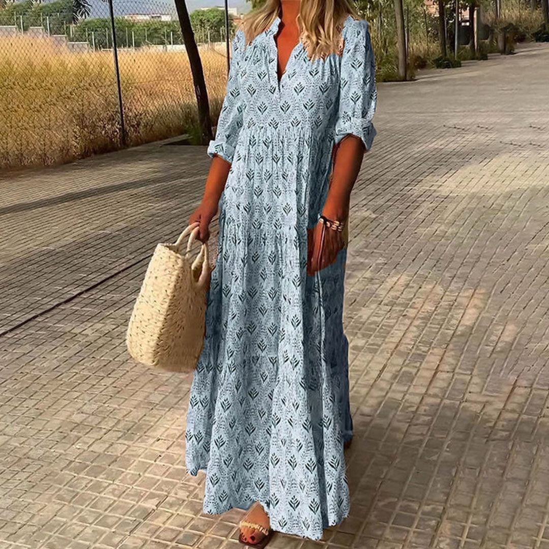 Abito lungo bohémien da donna Charlee - Tessuto leggero, elegante scollo a V per le occasioni speciali