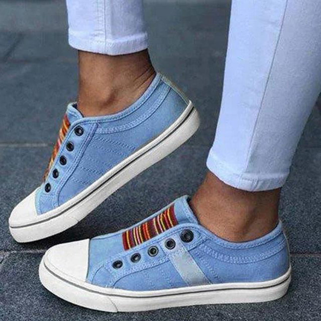 Nerissa Baskets Femme Sans Lacets – Sneakers à Rayures Colorées avec Semelle Confortable