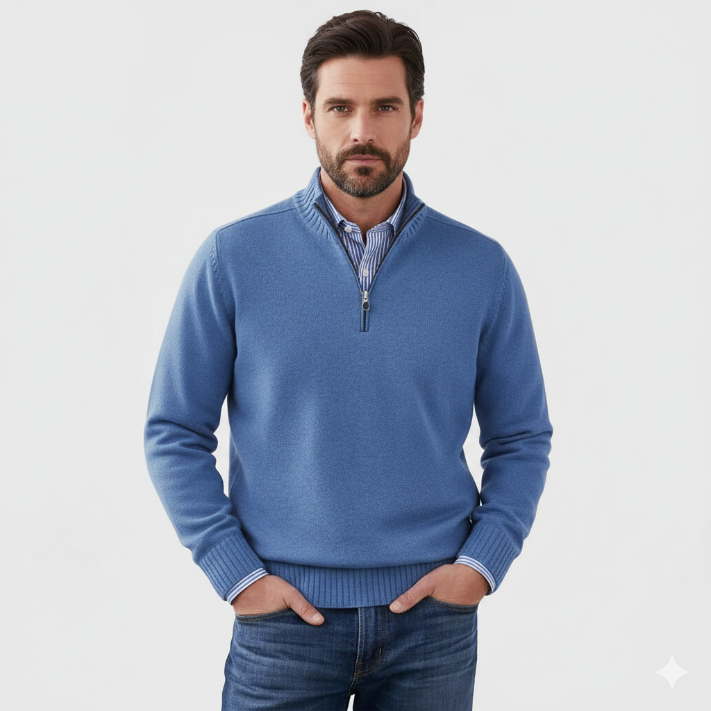 Brad Pull Quarter-Zip Homme – Tricot Doux Respirant avec Col Zippé & Coupe Regular