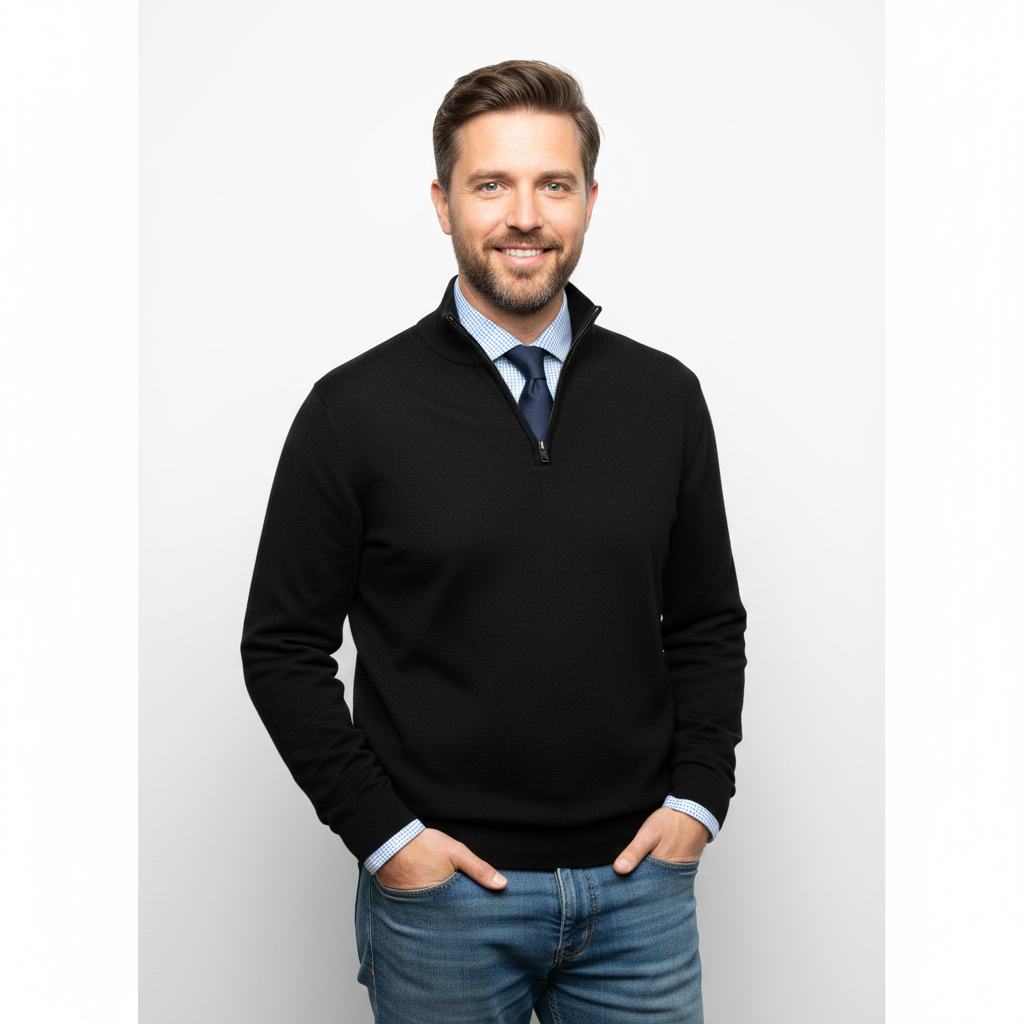 Brad Pull Quarter-Zip Homme – Tricot Doux Respirant avec Col Zippé & Coupe Regular