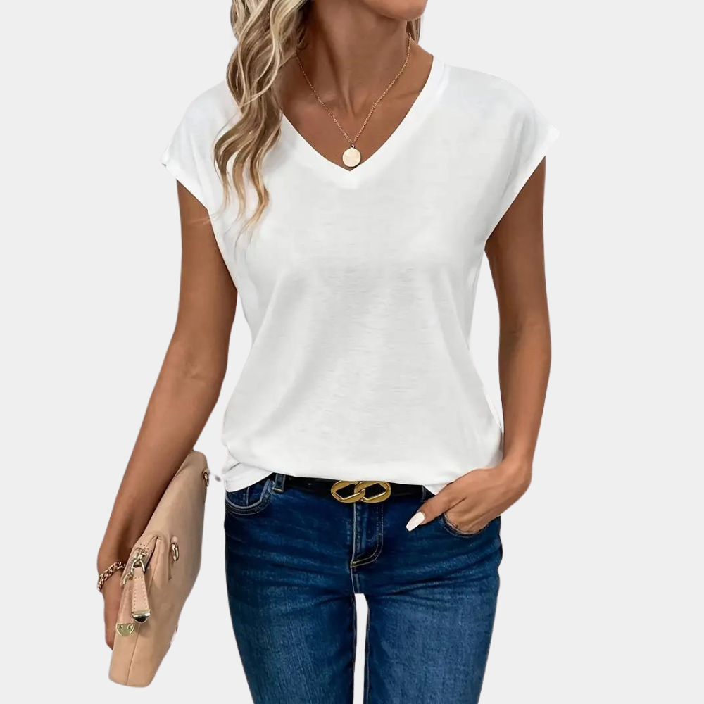 T-shirt da donna Nahla – Scollo a V, tessuto leggero e traspirante per il comfort quotidiano