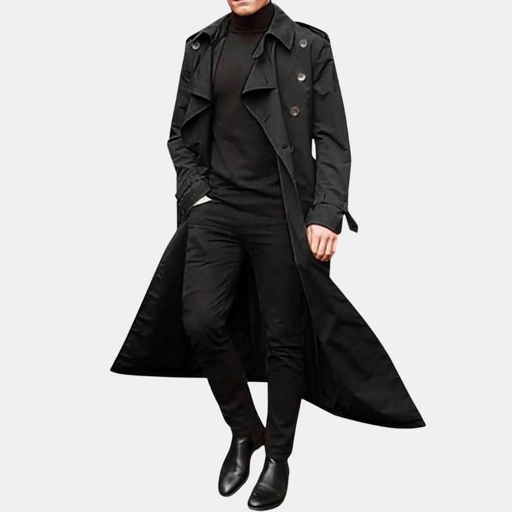 Laurence Trenchcoat Homme – Longue Veste Imperméable avec Coupe Classique & Style Élégant