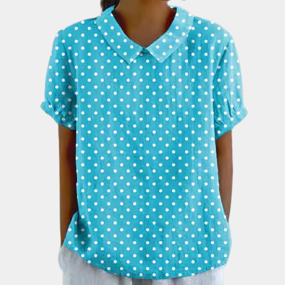Blusa da donna Bruna - Top casual a maniche corte con stampa floreale pastorale e scollo rotondo
