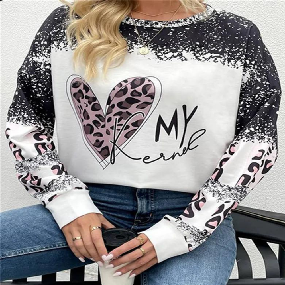 Elysia Zigzag Pattern Sweater for Women – Soft, Breathable, and Warm Top with Casual Fit & Denim Print