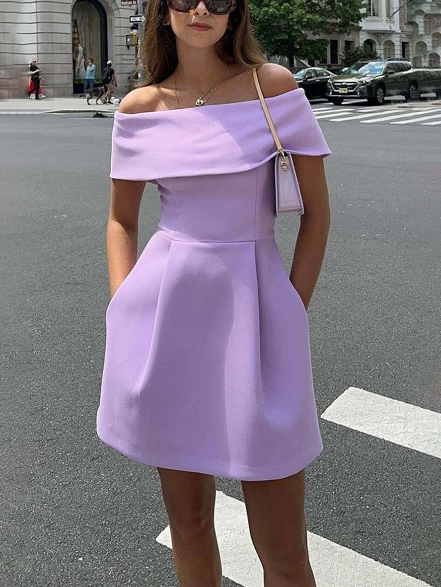 Abito da cocktail da donna Haziel - Abito skater senza maniche con scollo a barca, cintura e vestibilità elegante